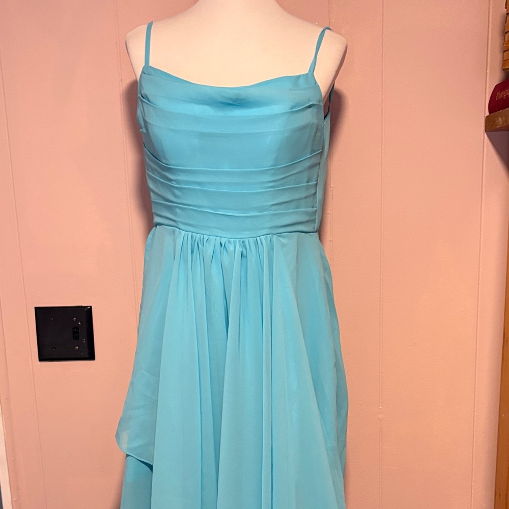 Chic Aqua Sleeveless Prom Gown